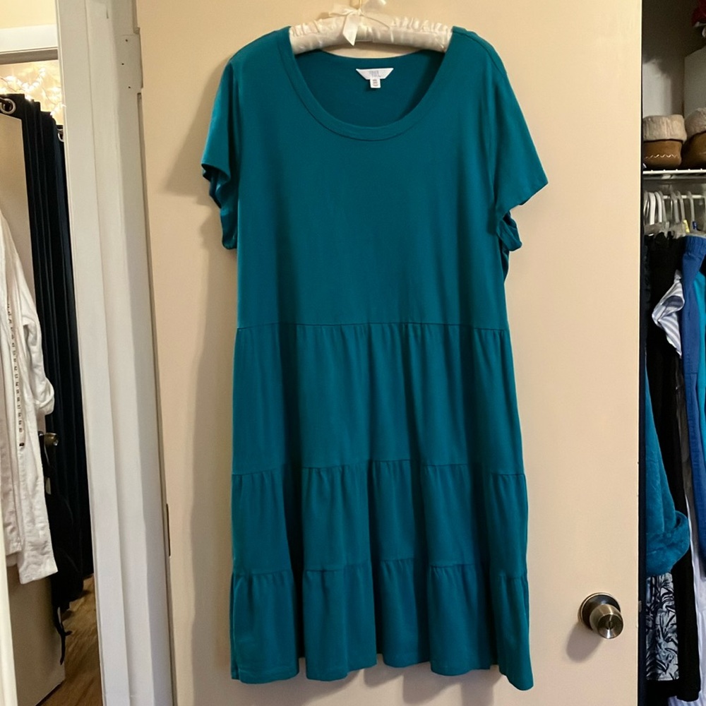 Pretty teal 100% cotton midi dress from Time and Tru.